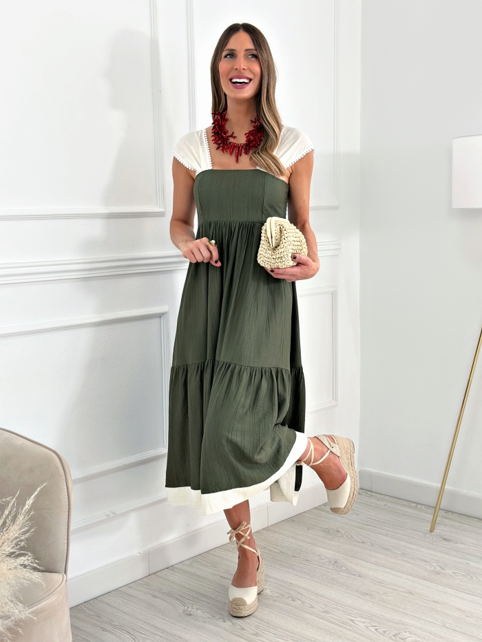 Vestido Midi Caraca Kaki