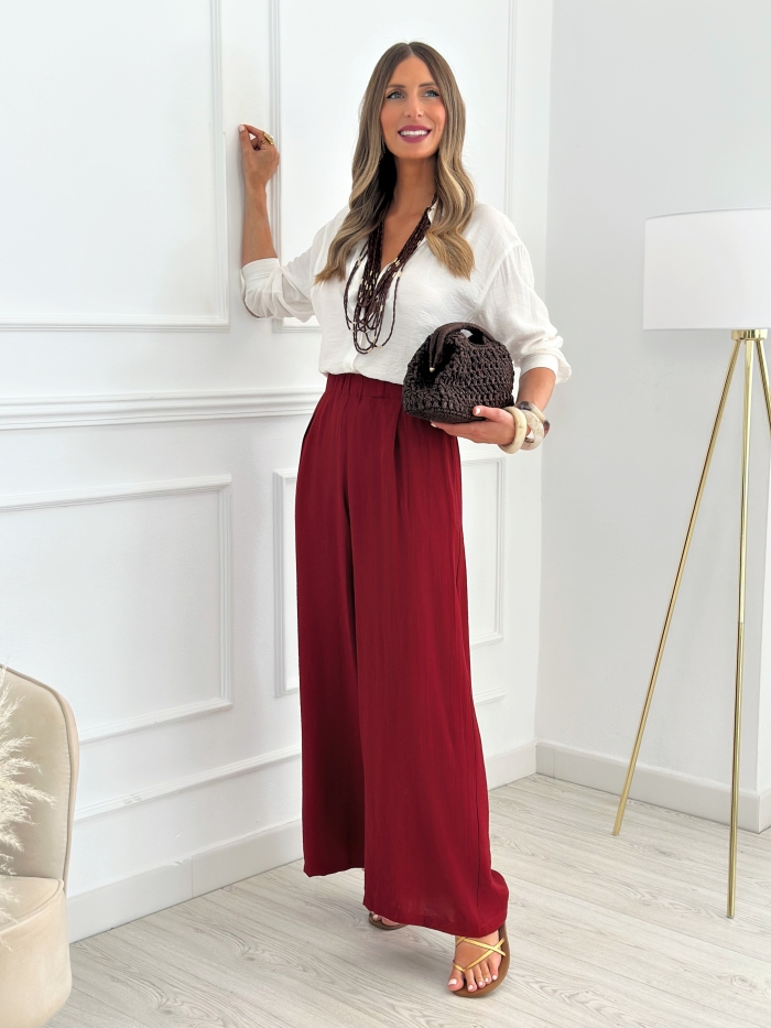 Pantalón Fluido Salma Burdeos