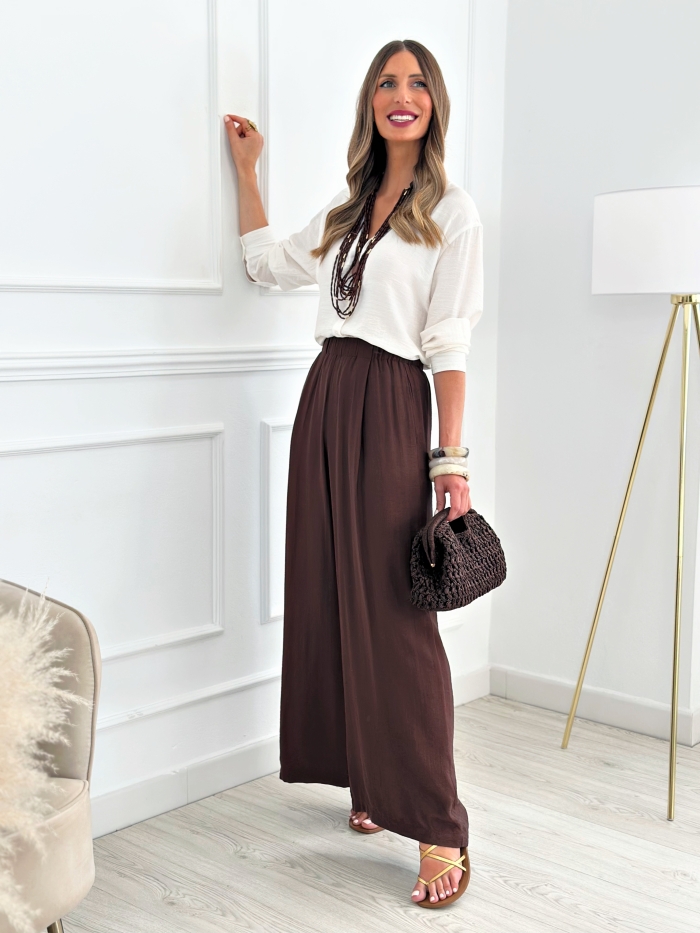 Pantalón Fluido Salma Chocolate