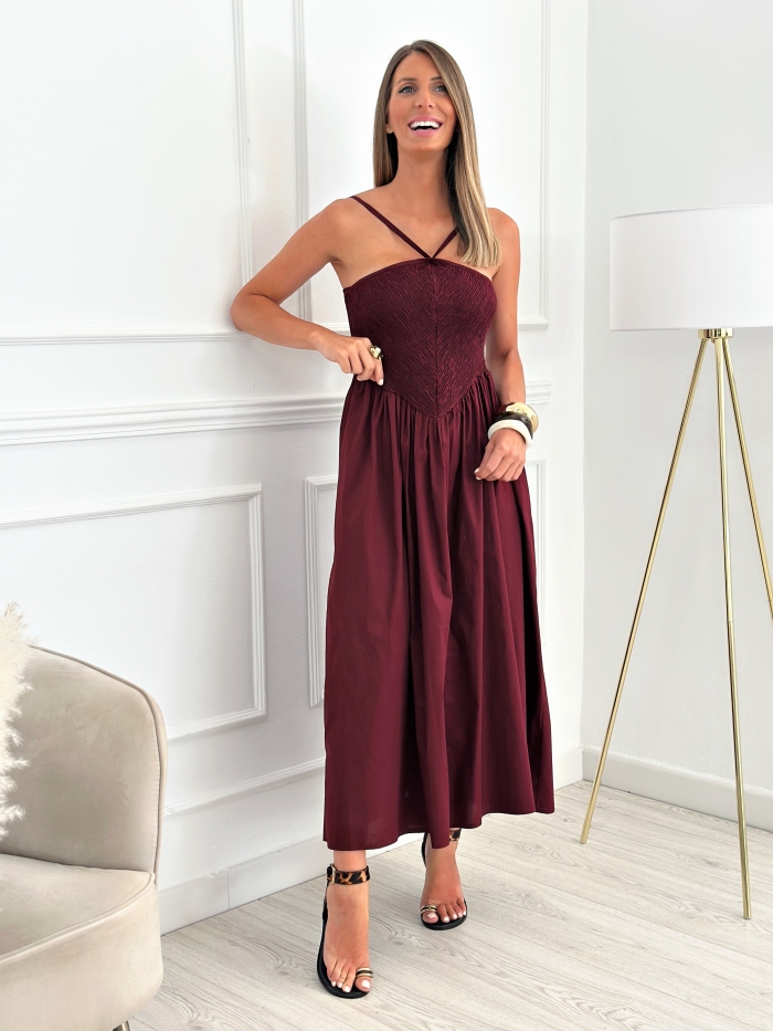 Vestido Nido De Abeja Almina Buganvilla