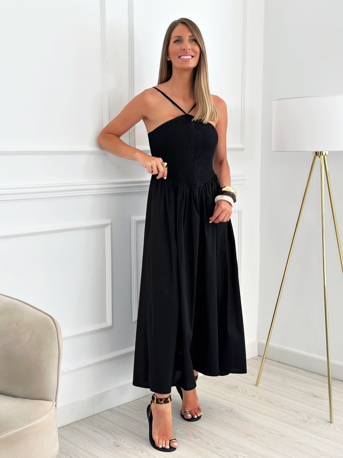 Vestido Nido De Abeja Almina Negro
