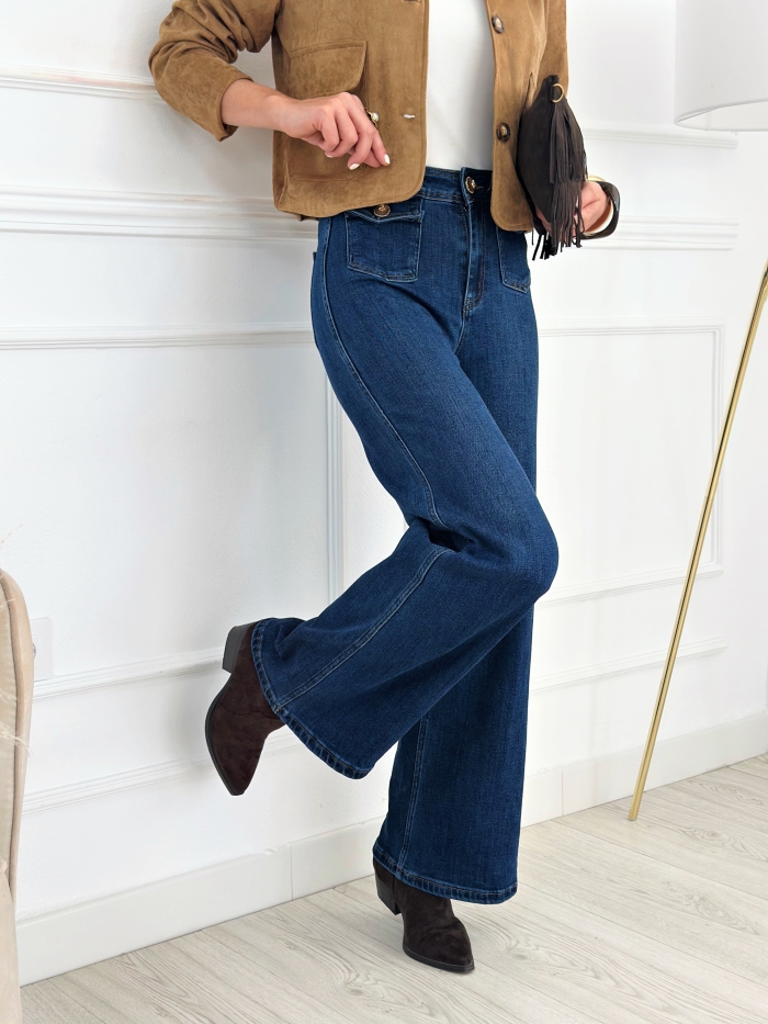 Jeans Bolsillo Botón Ante