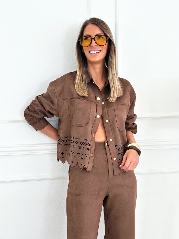 Chaqueta Ante Elomina Chocolate