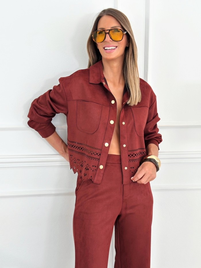 Chaqueta Ante Elomina Burdeos