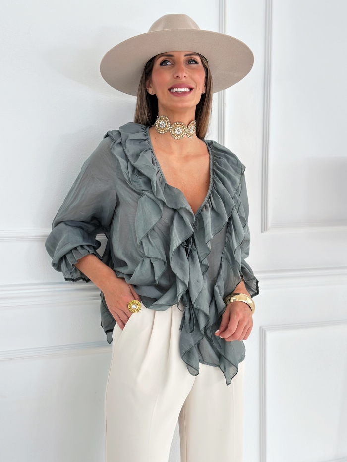 Blusa Volantes Gaia Verde