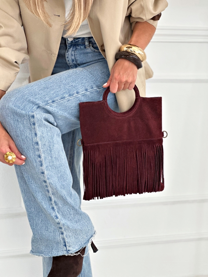 Bolso Ante Flecos Praga Burdeos
