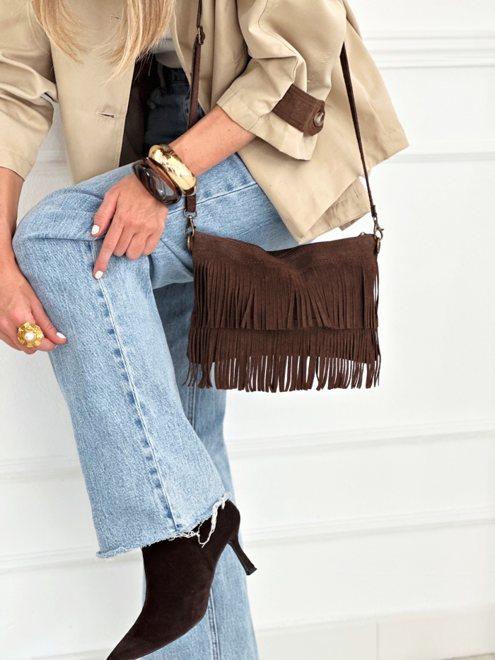 Bolso Ante Flecos Bruna Chocolate