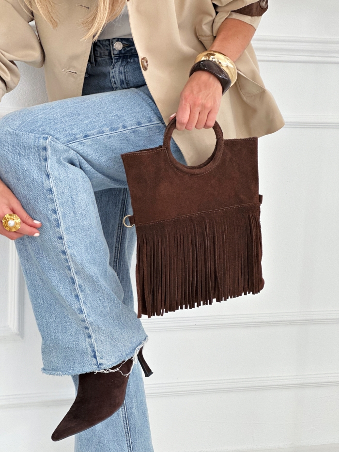 Bolso Ante Flecos Praga Chocolate