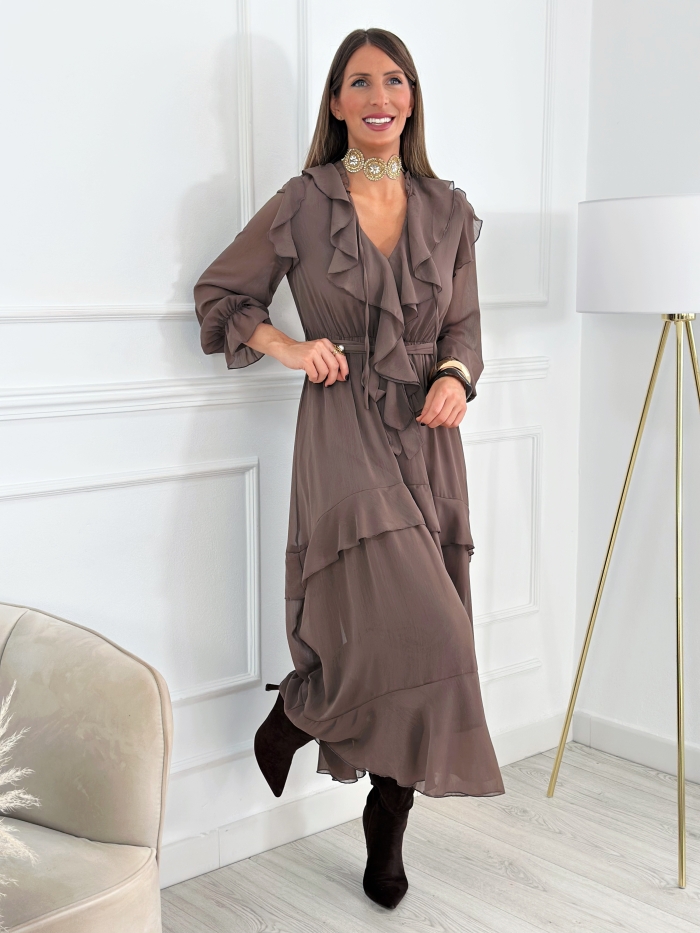 Vestido Volante Gia Chocolate