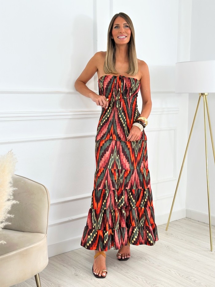 Vestido Nido De Abeja Priscila Rosa