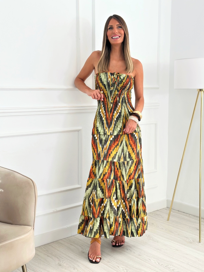 Vestido Nido De Abeja Priscila Verde