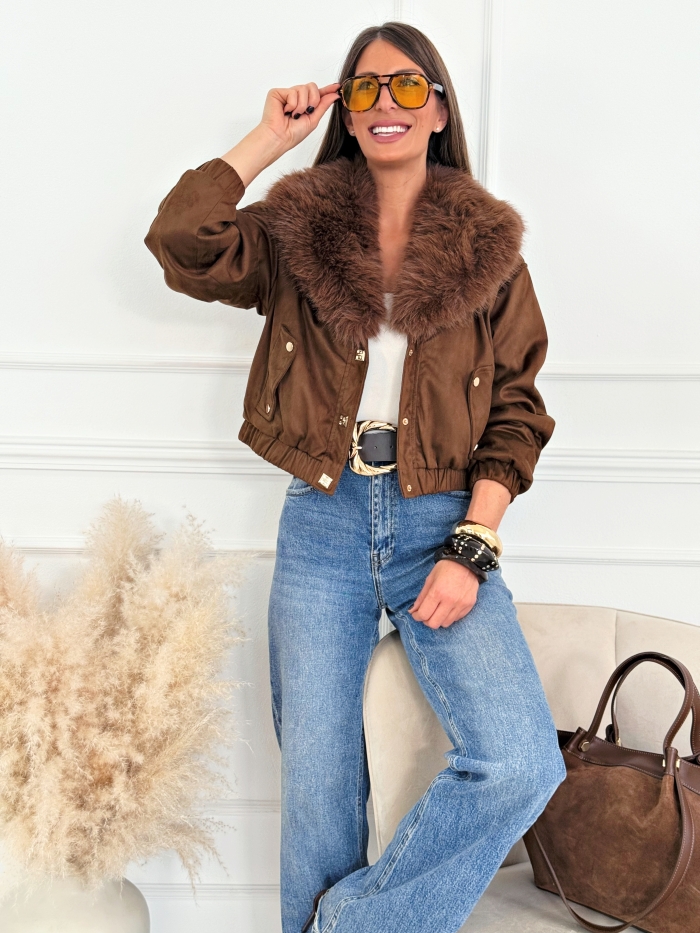 Biker Cuello Pelo Hester Marrón