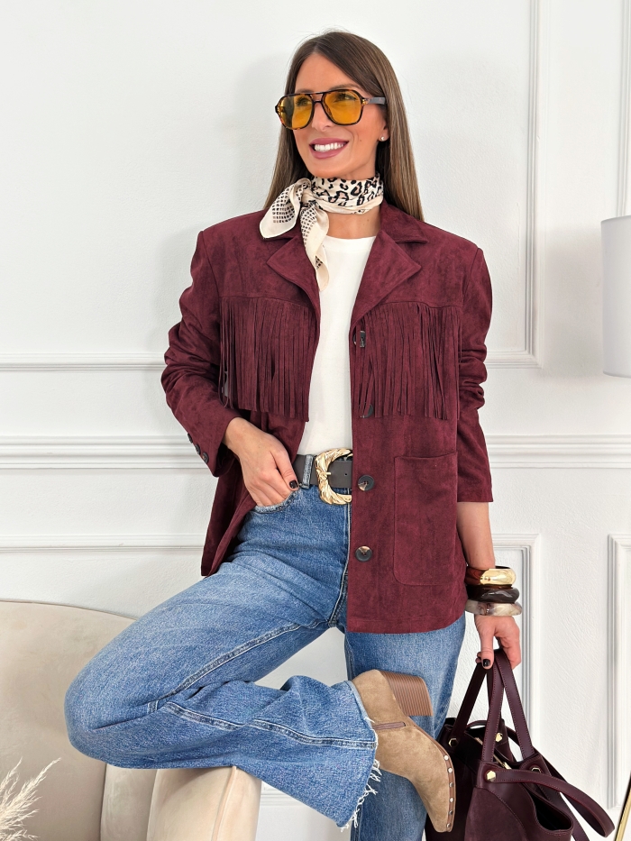 Blazer Ante Flecos Burdeos
