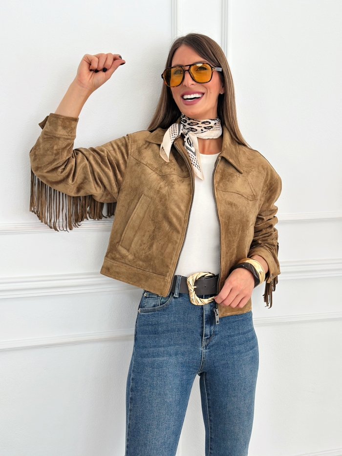 Cazadora Ante Flecos Texas Camel