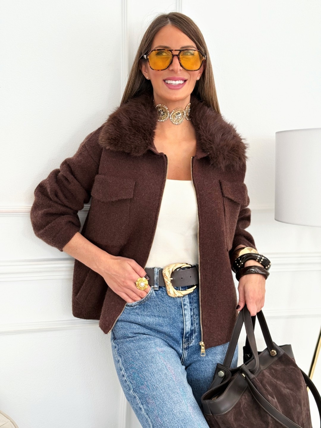 Chaqueta Punto Benasque Chocolate