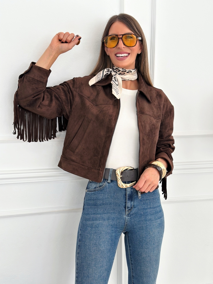 Cazadora Ante Flecos Texas Chocolate
