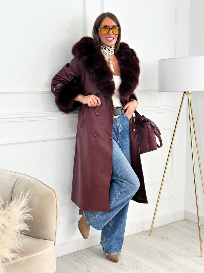 Gabardina Polipiel Pelo Oslo Burdeos