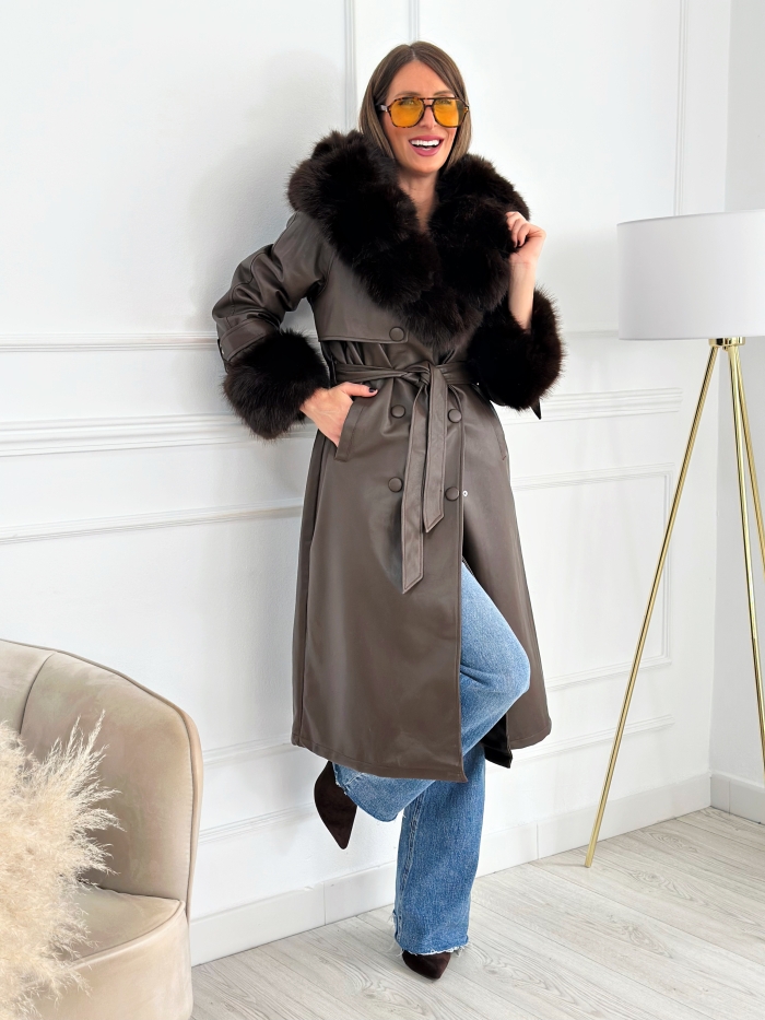 Gabardina Polipiel Pelo Oslo Chocolate