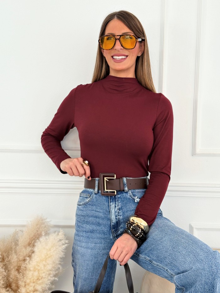 Camiseta Básica Liona Burdeos