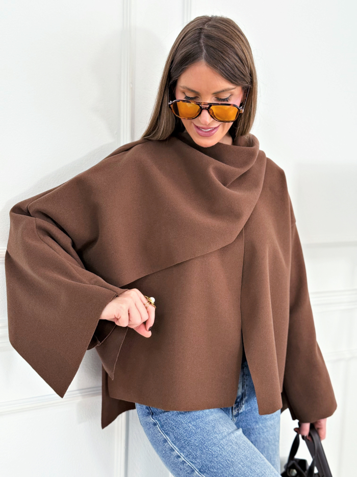 Chaqueta Capa Bufanda Chocolate