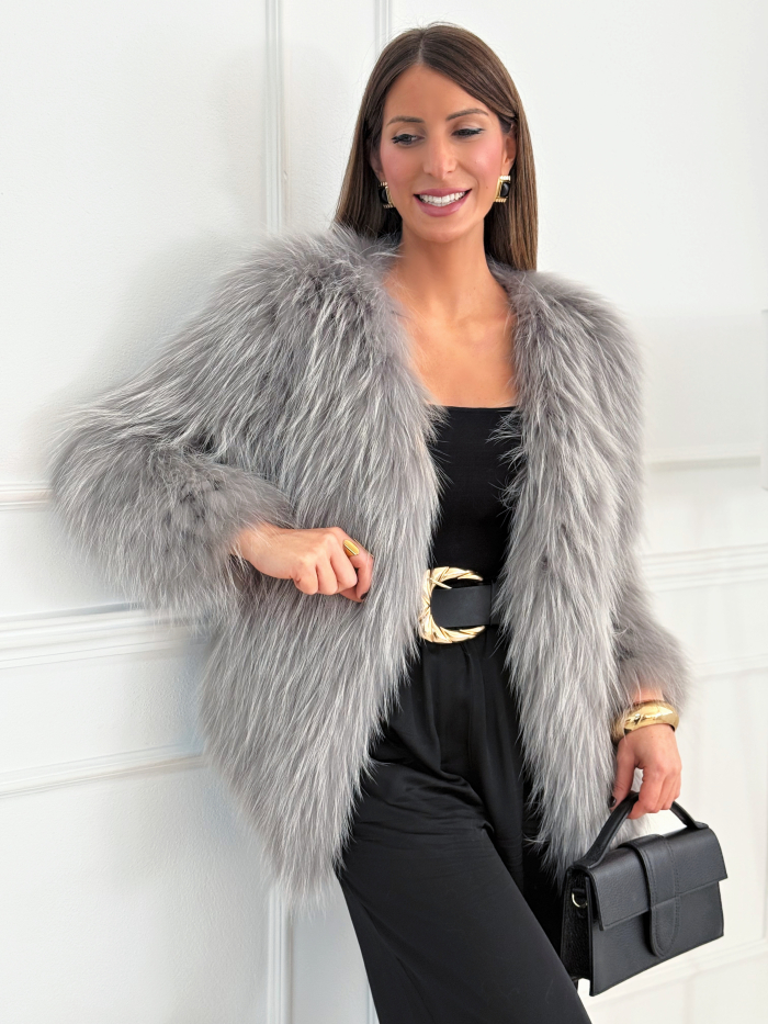 Abrigo Pelo Natural Gris