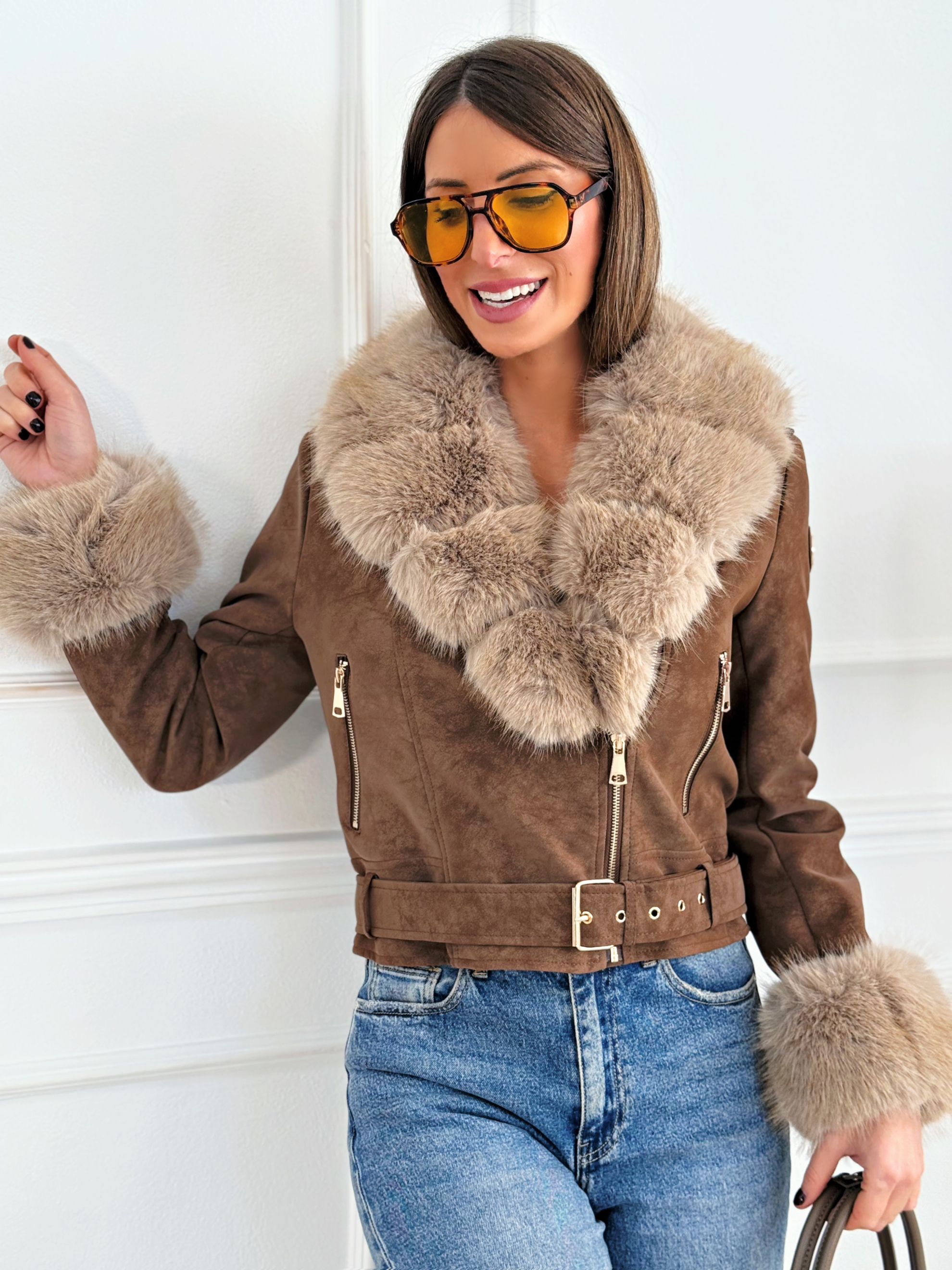 Biker Cuello Pelo Maire Chocolate