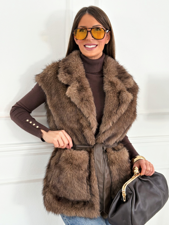 Chaleco Pelo Lazada Chocolate