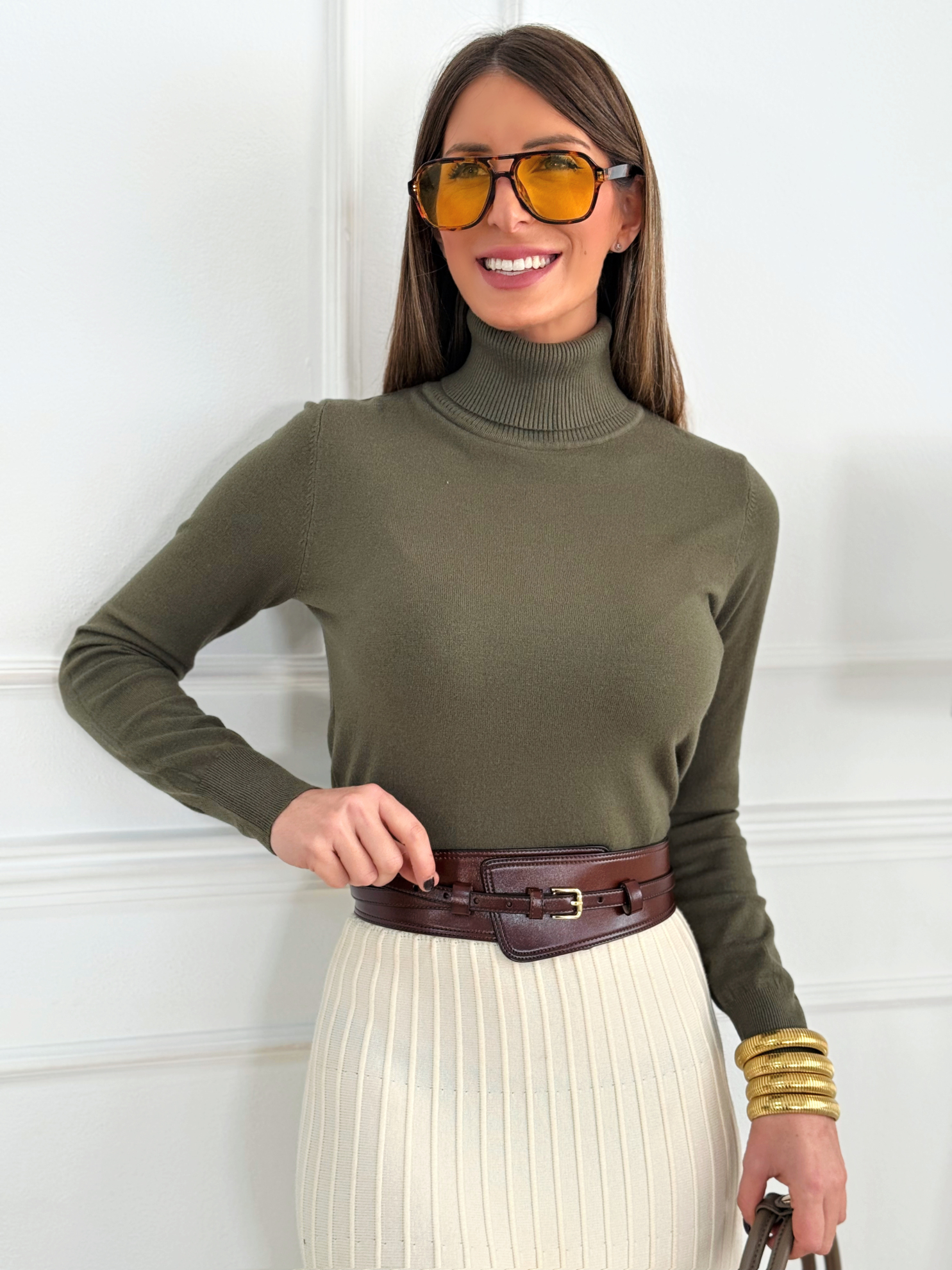 Jersey Básico Cuello Alto Kaki