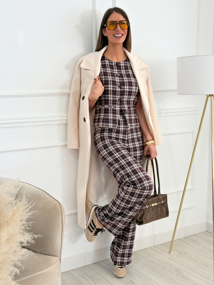 Pantalón Cuadro Malva