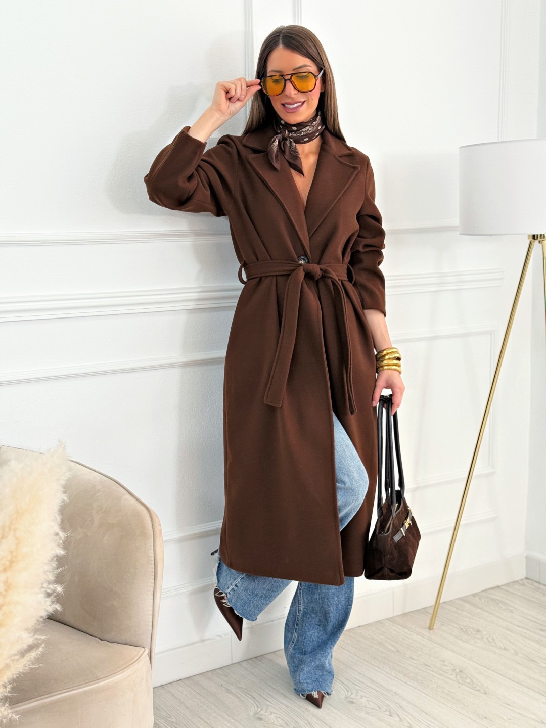 Abrigo Paño Lazada Freya Chocolate