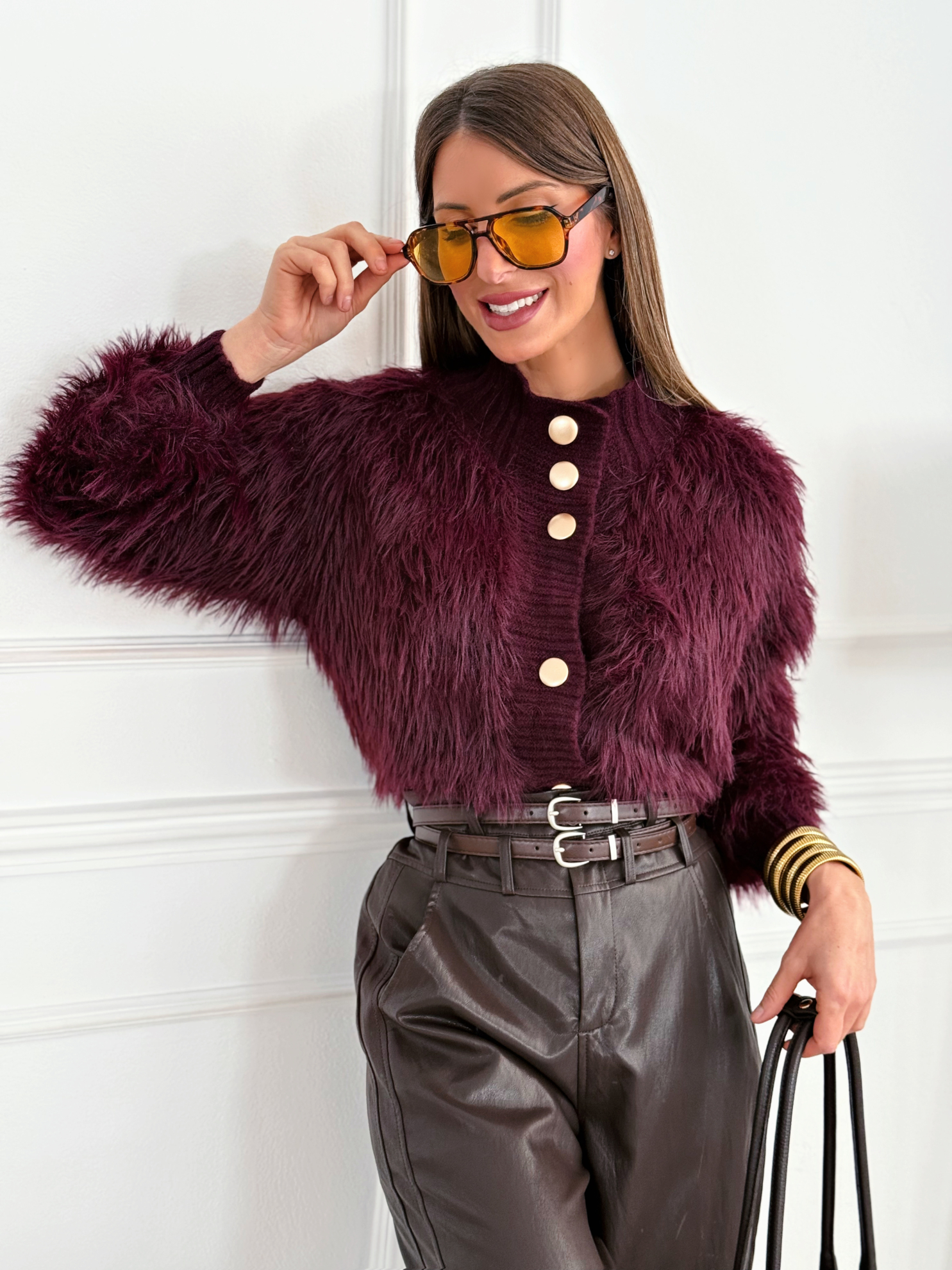 Chaqueta Pelo Nora Burdeos