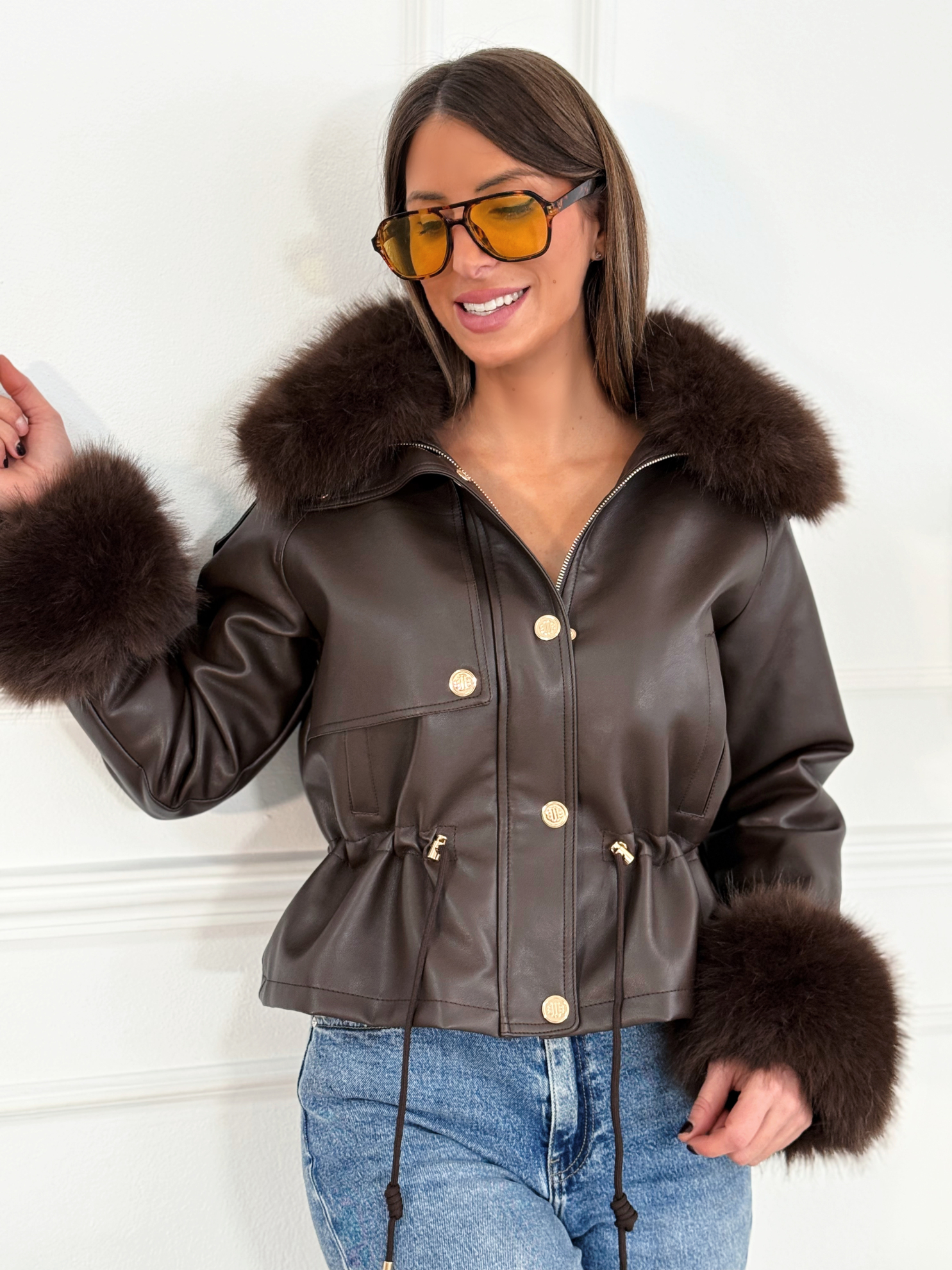 Chaqueta Polipiel Giselle Chocolate