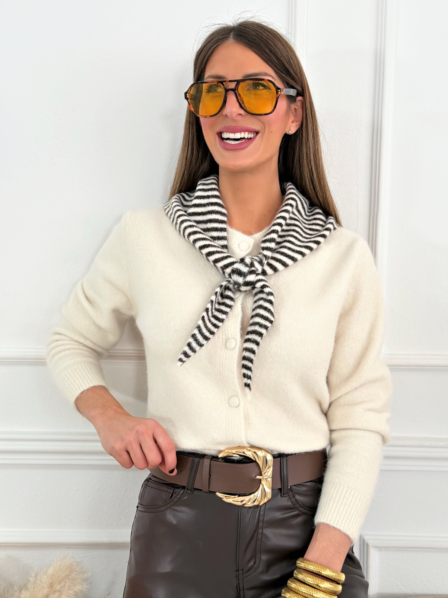 Chaqueta Punto Pañuelo Crudo