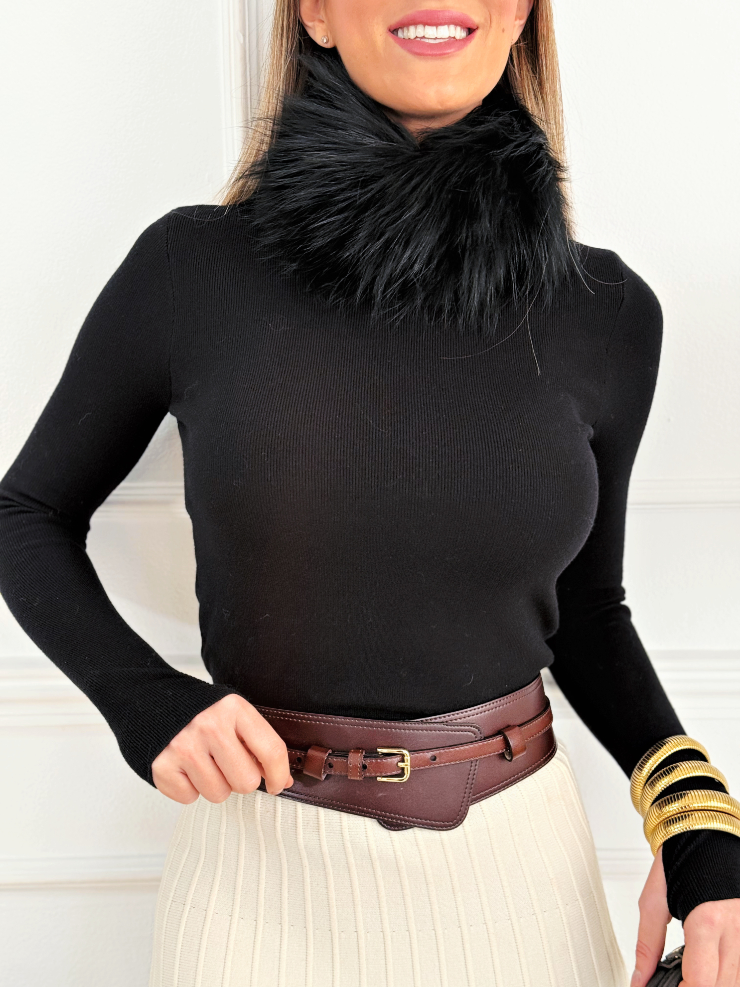 Cuello Gorro Pelo Natural Negro