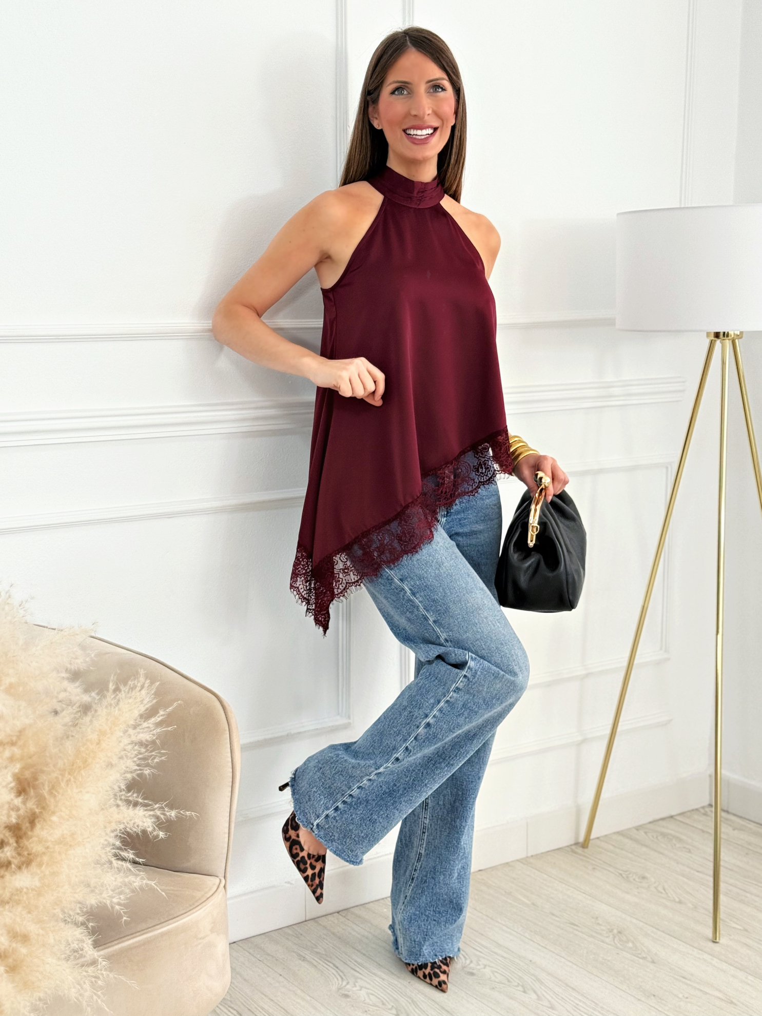 Top Halter Lencero Burdeos