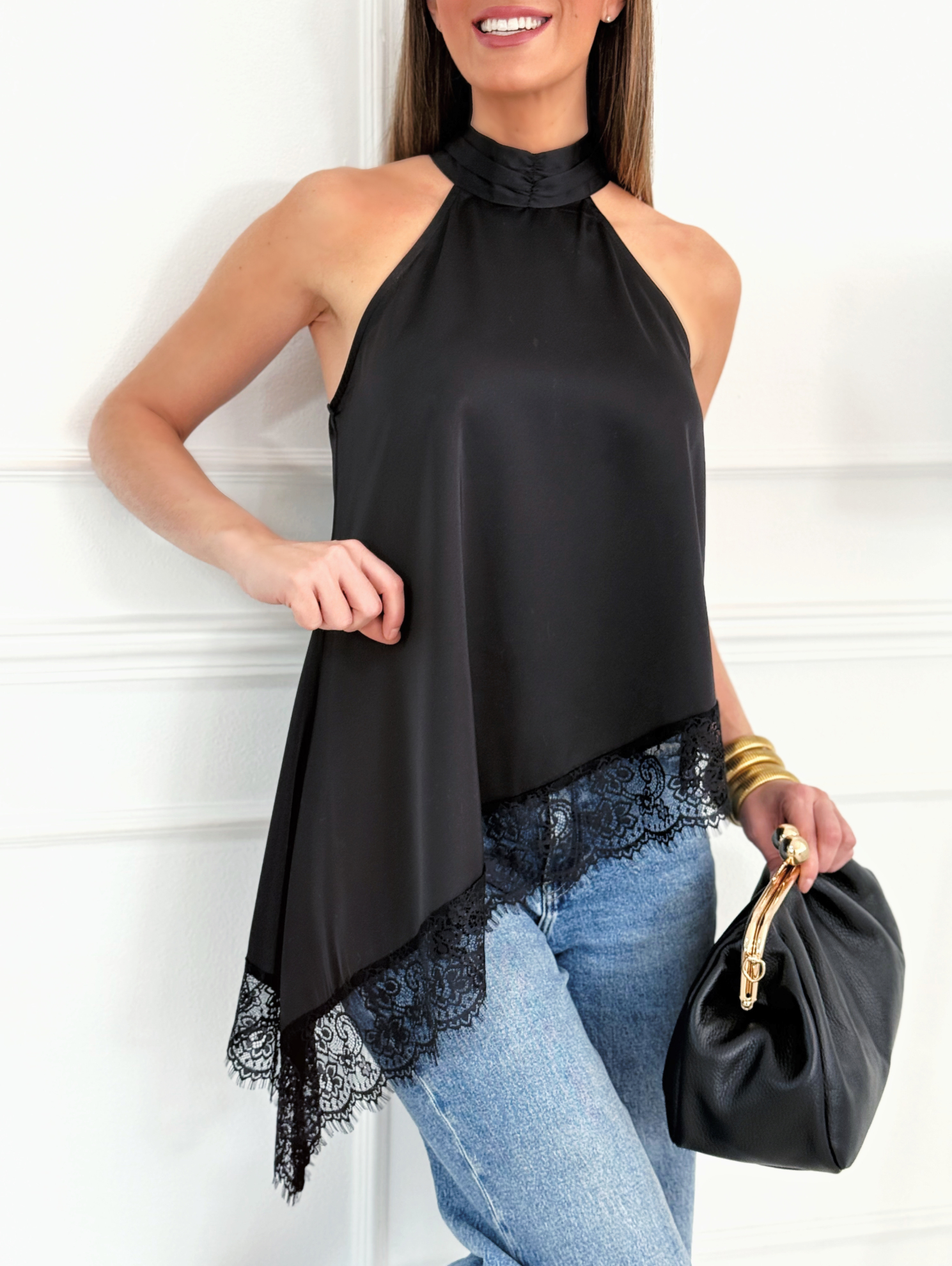 Top Halter Lencero Negro