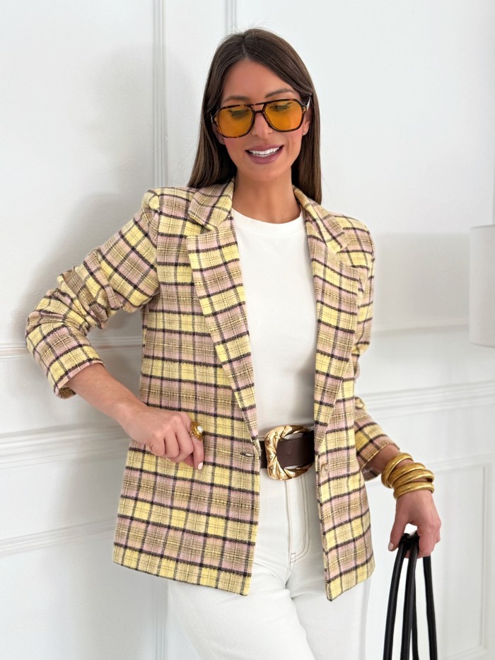 Blazer Cuadros Macarena Amarilla