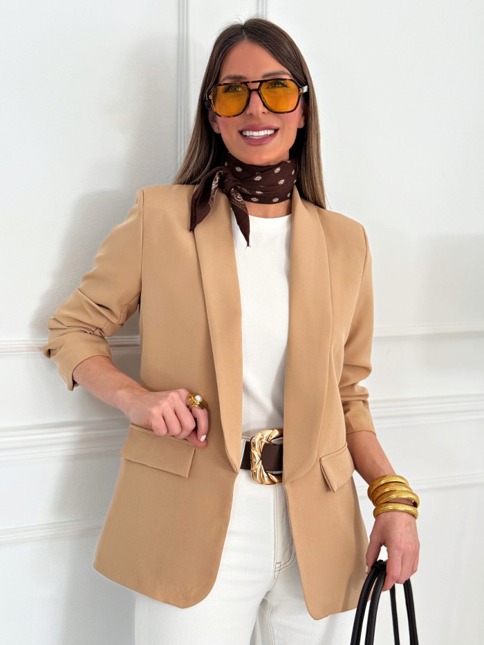 Blazer Manga Fruncida Camel