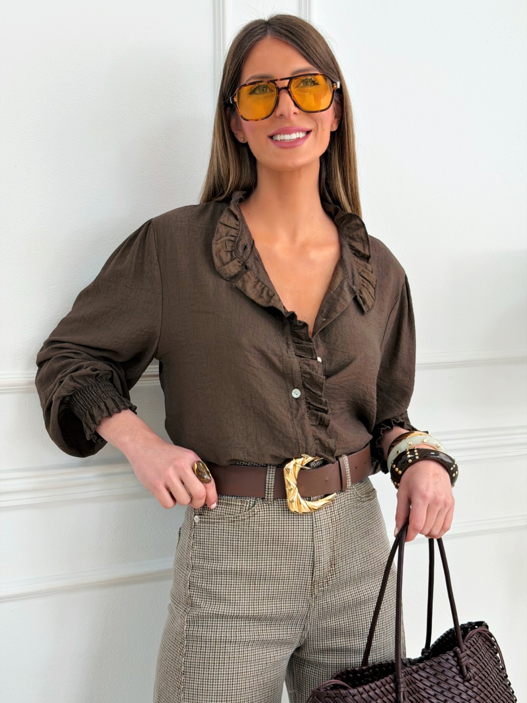 Blusa Volante Lucia Chocolate