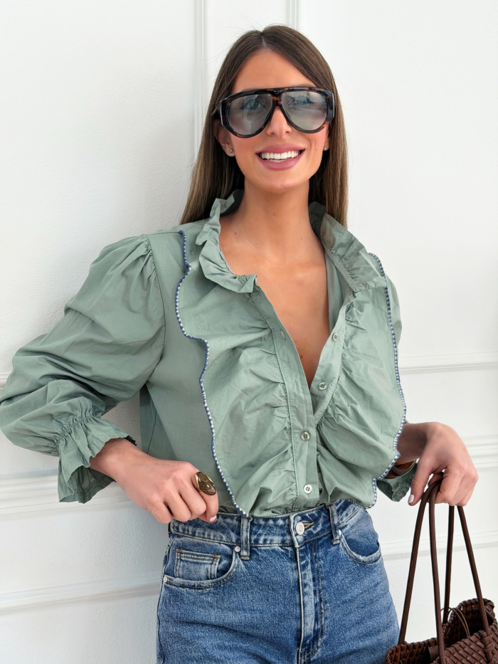 Blusa Volantes Ailen Verde Agua