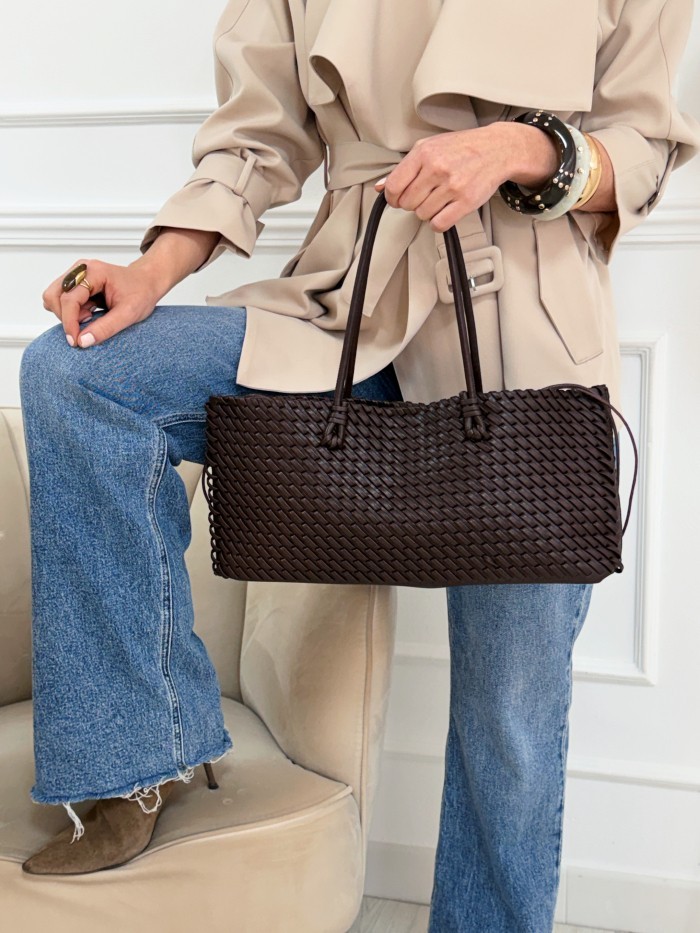 Bolso Capazo Trenzado Chocolate