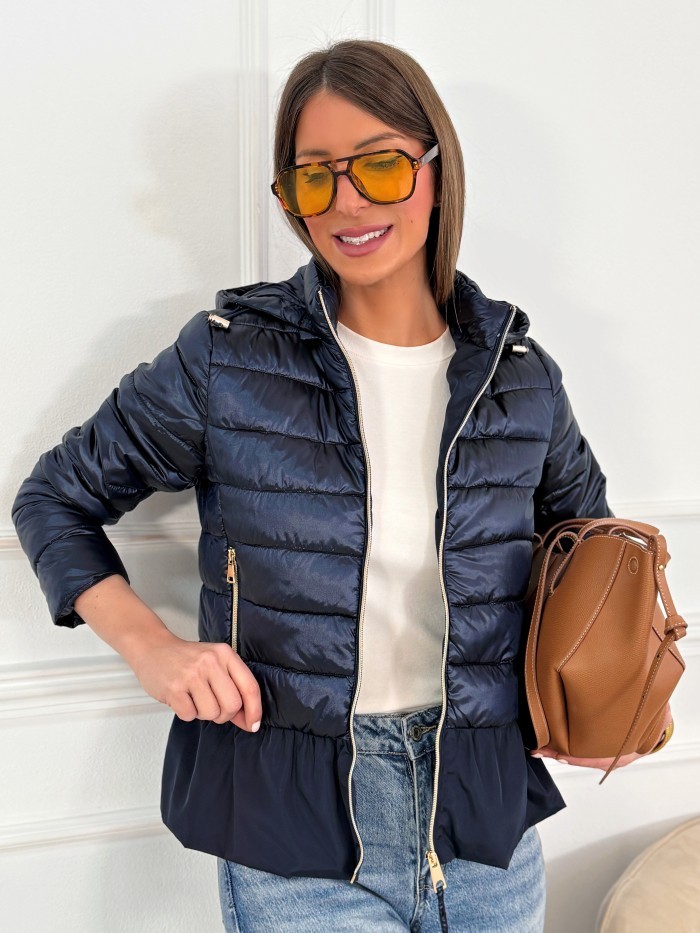 Chaqueta Acolchada Volante Marino