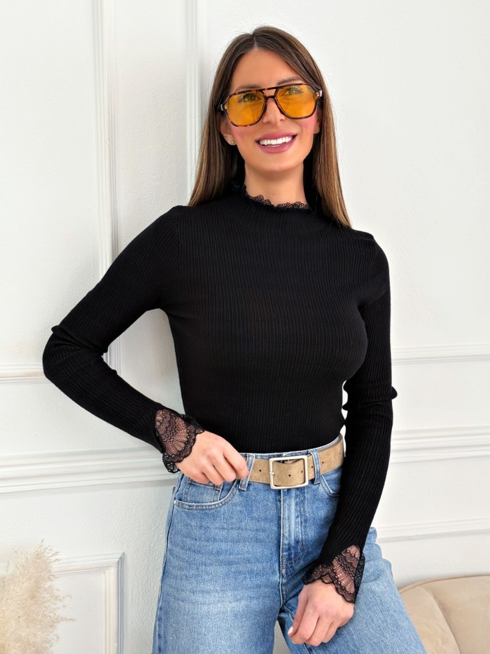 Jersey Canalé Puntilla Vega Negro