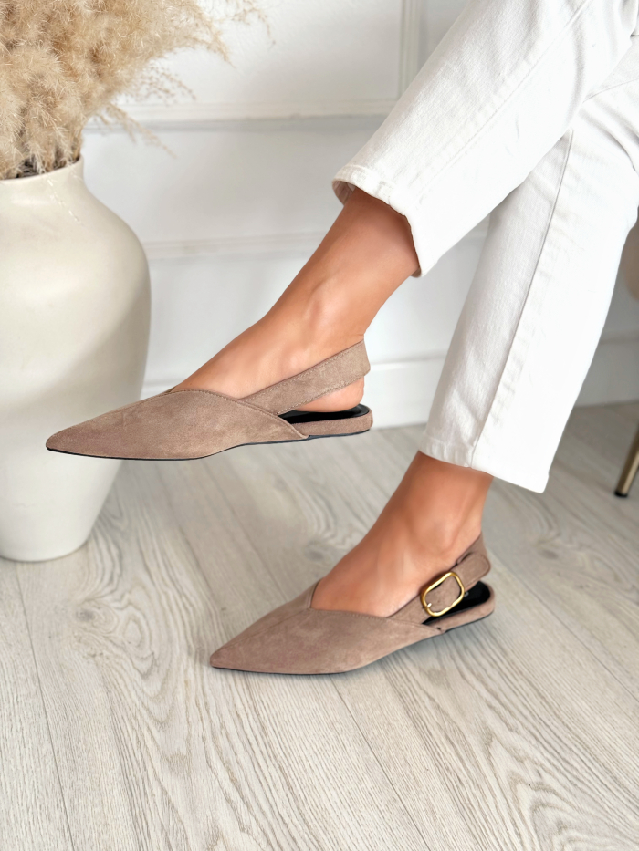 Mules Destalonada Hebilla Beige