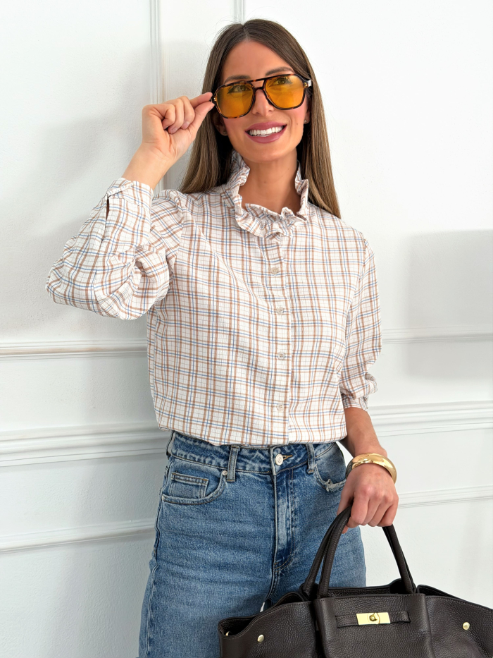 Blusa Cuadros Tesa Azul