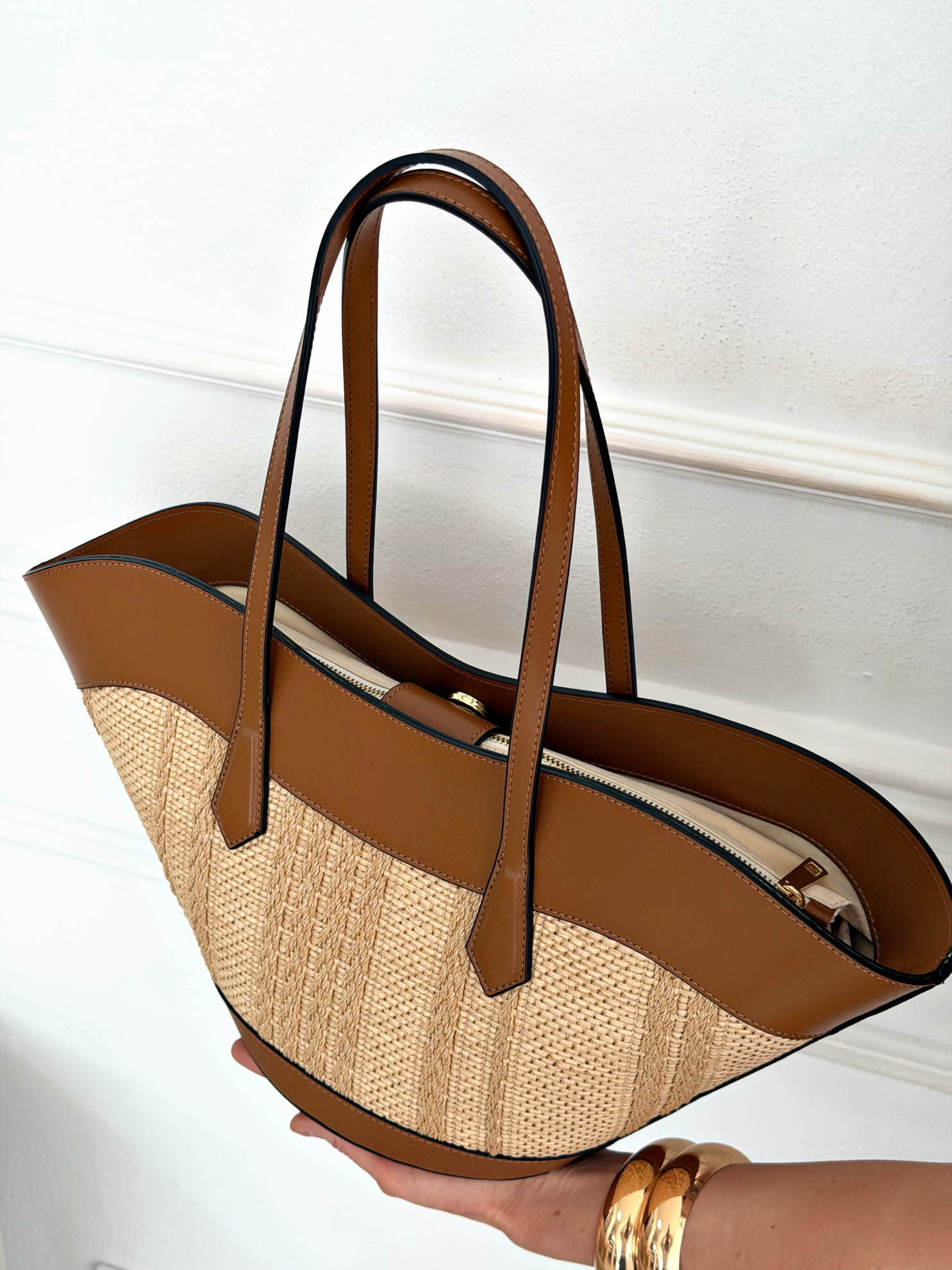 Bolso Capazo Piel Y Rafia1