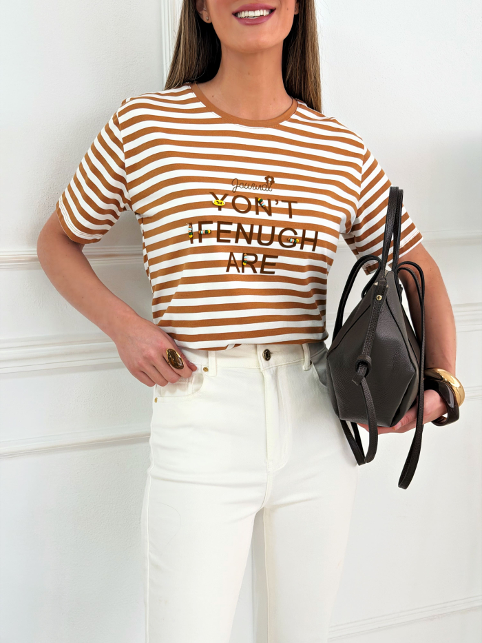 Camiseta Rayas Camel