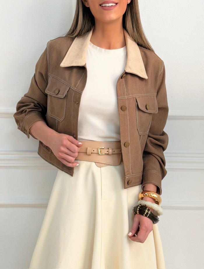 Cinturón Fajín Centella Piel Beige