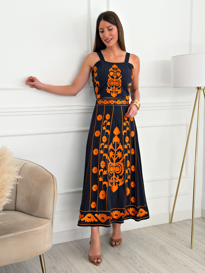 Conjunto Bordado Adara Marino