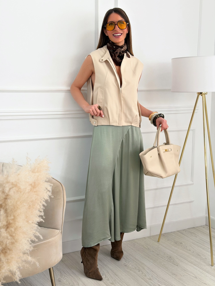 Falda Satinada Jana Verde